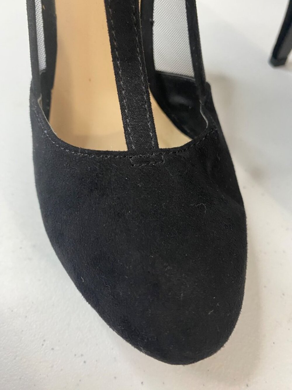 Call It Spring Black Mesh Heels T Strap Platform Pumps Womens 6.5 Sexy - Picture 6 of 14